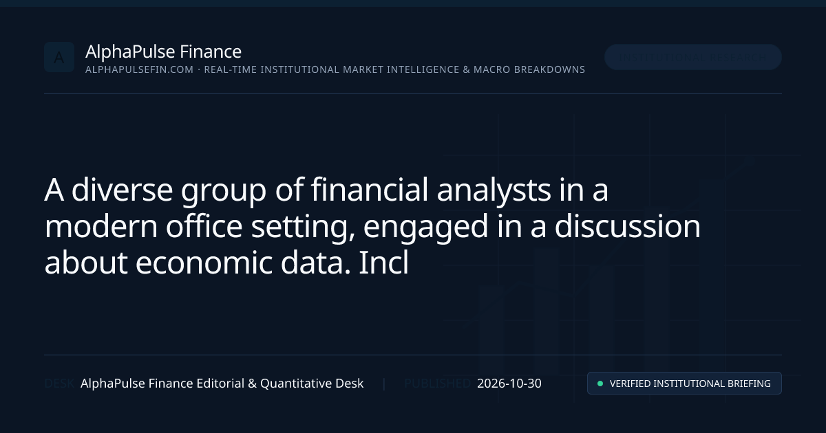 An illustration depicting a diverse group of financial analysts discussing the Federal Reserve's FOMC statement, with charts and graphs in the background representing economic data.